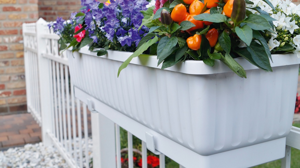 Blumenkasten VENEZIA weiss 80 cm, inkl. Wasserstandsanzeiger