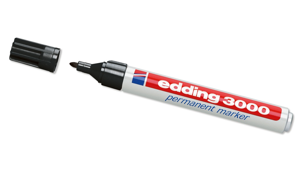 Marqueur permanent «EDDING 3000», noir, largeur du trait env. 1.5-3 mm