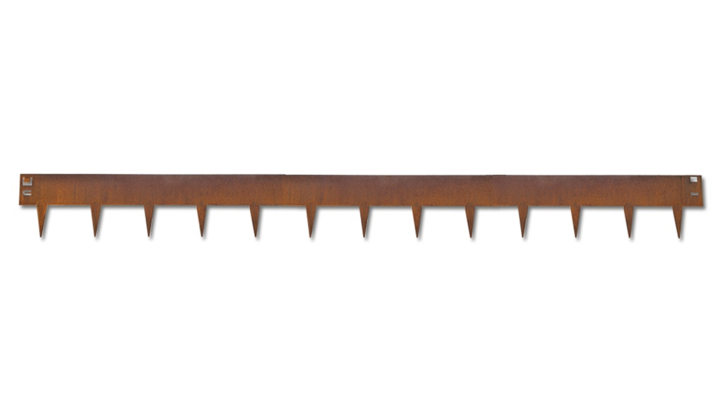 Bordure en acier broches fixes, rouillée, 2.5 mm x 10 cm, longueur 225 cm