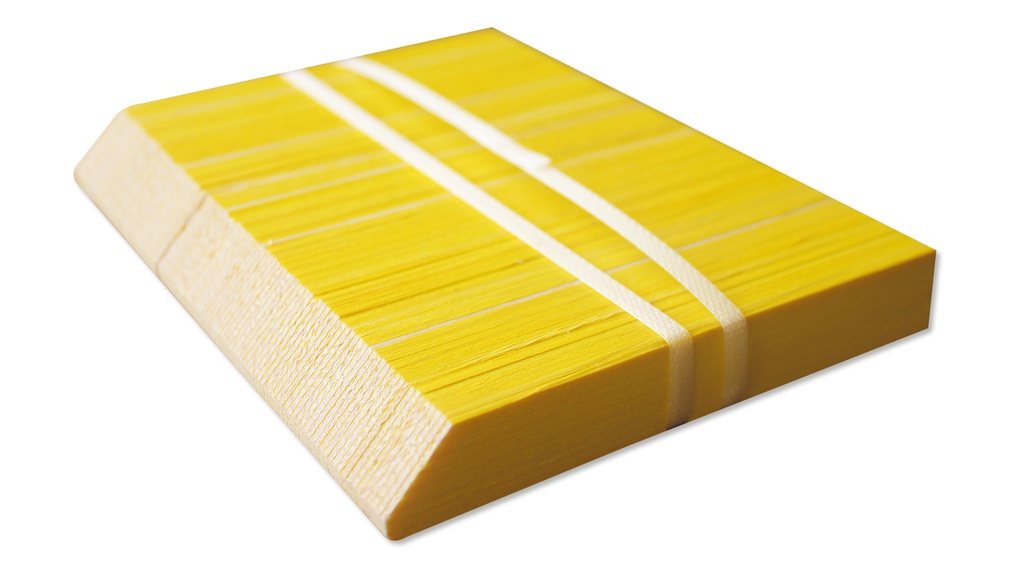 Etiquettes fendues en bois jaune, 100 x 10, botte de 100 pièces