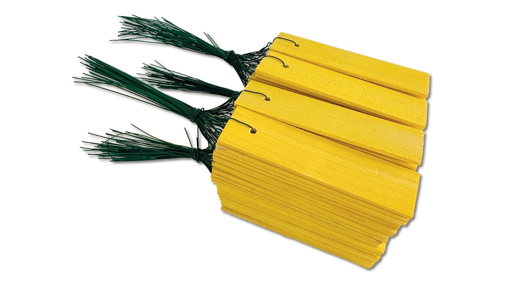 Etiquettes en bois à suspendre, jaune, 80 x 18 mm, botte de 100 pièces 