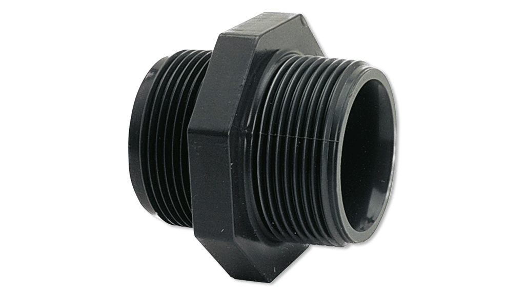 Raccord fileté plastique, deux côtés 1" mâle