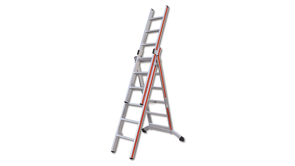 Mehrzweckleiter aus Aluminium, 3 x 9 Sprossen, 6.65 m, Typ 145