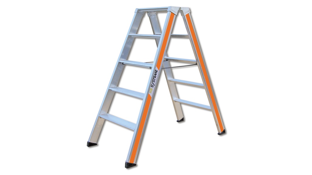 Escabeau double accés en aluminium, 2 x 5 marches, 1.21 m