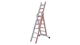 [205.190] Mehrzweckleiter aus Aluminium, 3 x 9 Sprossen, 6.65 m