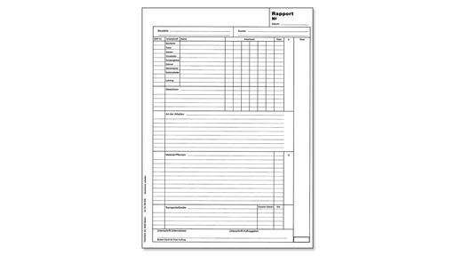 Block RAPPORT A4 (297 x 210 mm) mit Firmeneindruck und Nummerierung