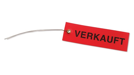 Drahthängeetiketten VERKAUFT rot 100 x 30 mm, Beutel à 250 Stück